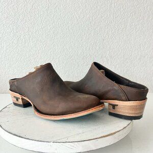 Lane Plain Jane Mule Womens Brown Leather Cowboy Boots Short Western Shoes 7.5
